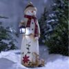 Christmas Decoration Woodland Snowman Holding Solar Lantern