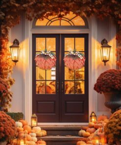 Farmhouse Pumpkin Wreath For Front Door