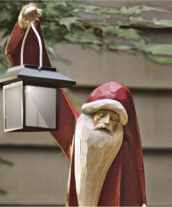 Santa and Snowman Sculpture with Solar Lantern