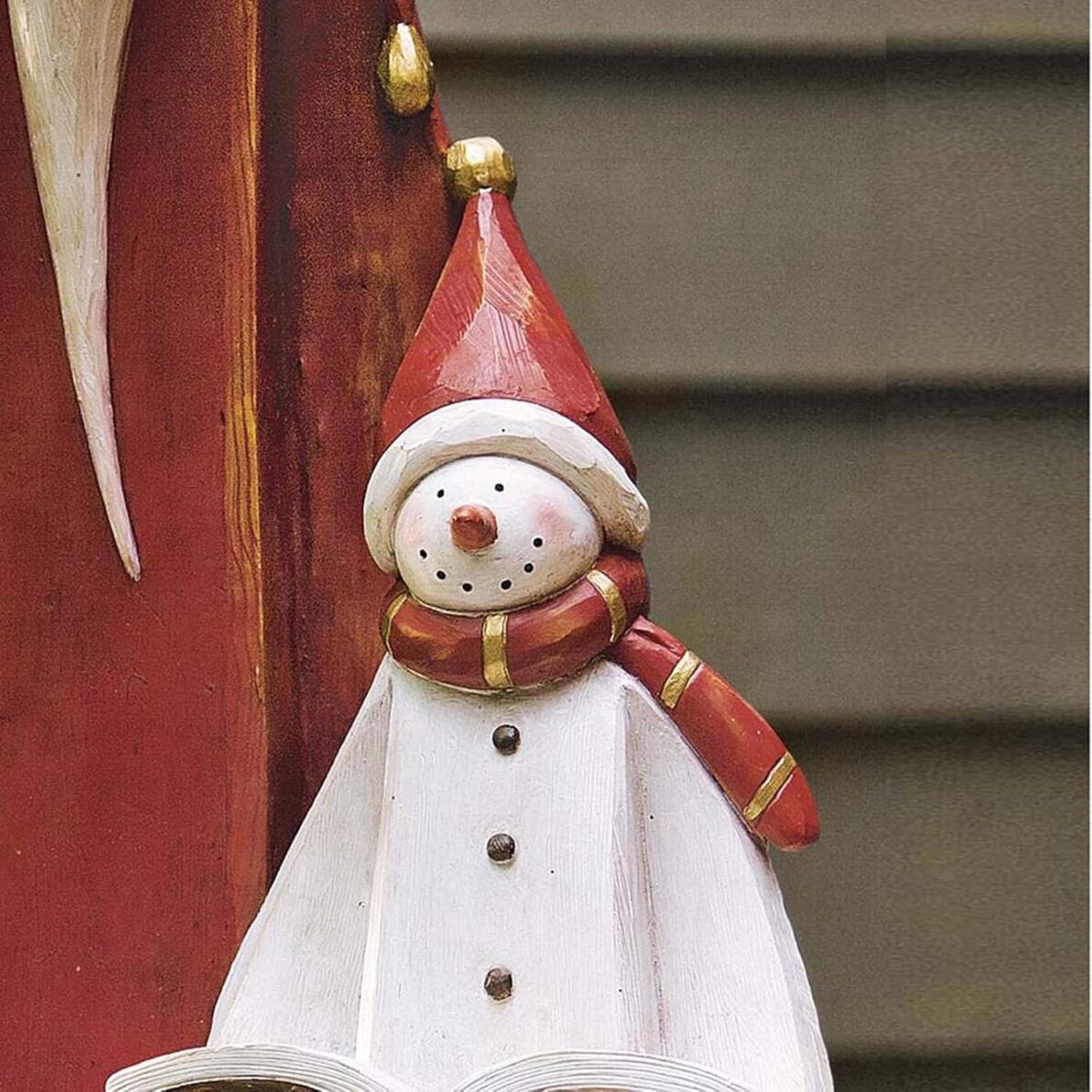 Santa and Snowman Sculpture with Solar Lantern