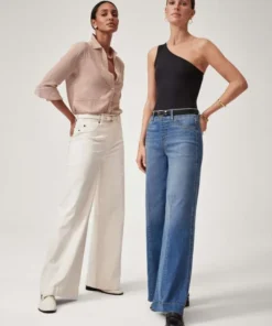 Seamed Front Wide Leg Jeans