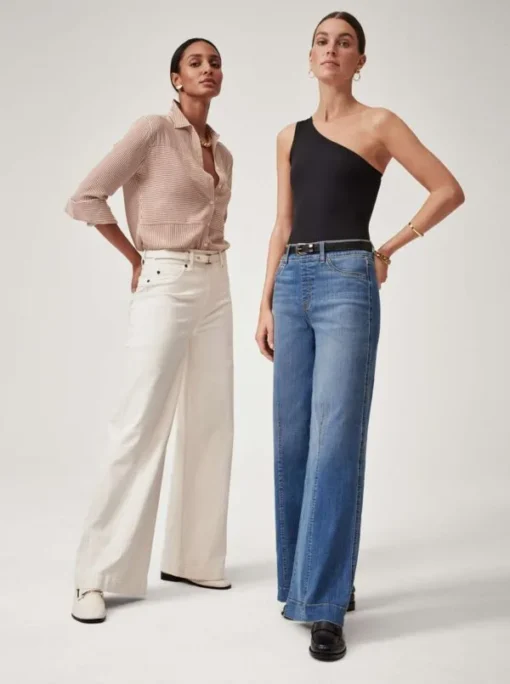 Seamed Front Wide Leg Jeans