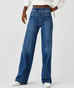 Seamed Front Wide Leg Jeans