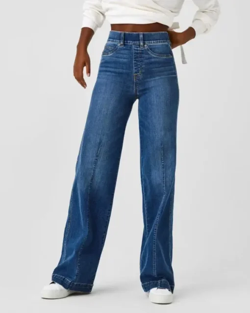 Seamed Front Wide Leg Jeans