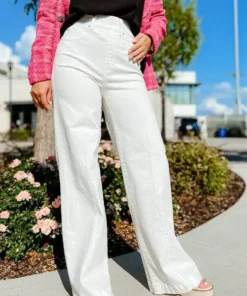 Seamed Front Wide Leg Jeans