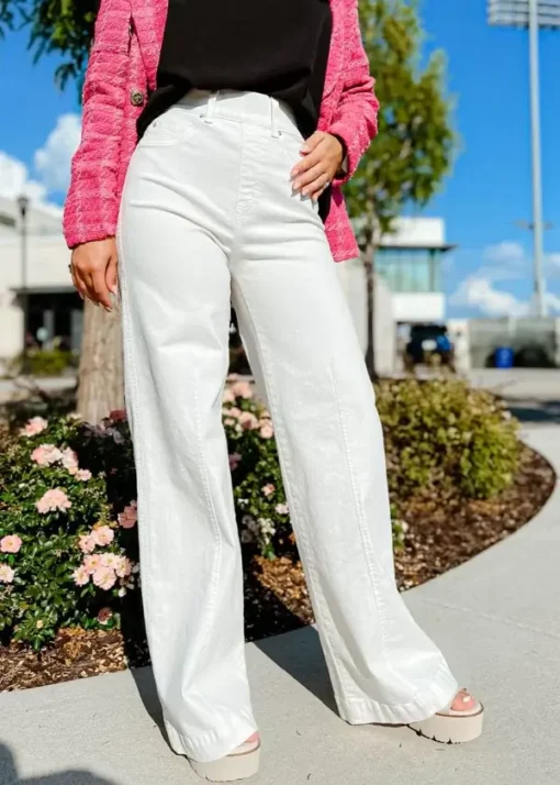 Seamed Front Wide Leg Jeans