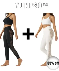 YUNPSO™ High Waist Cross Contrast Lace Yoga 7/8 Tights – UPF50+